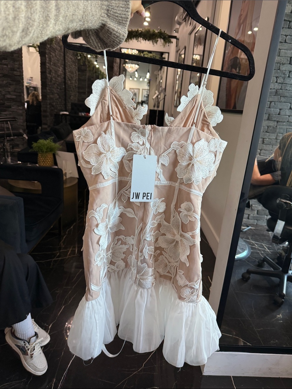 JW PEI Blush Mini Dress with White Floral Appliqué - Picture 2 of 4